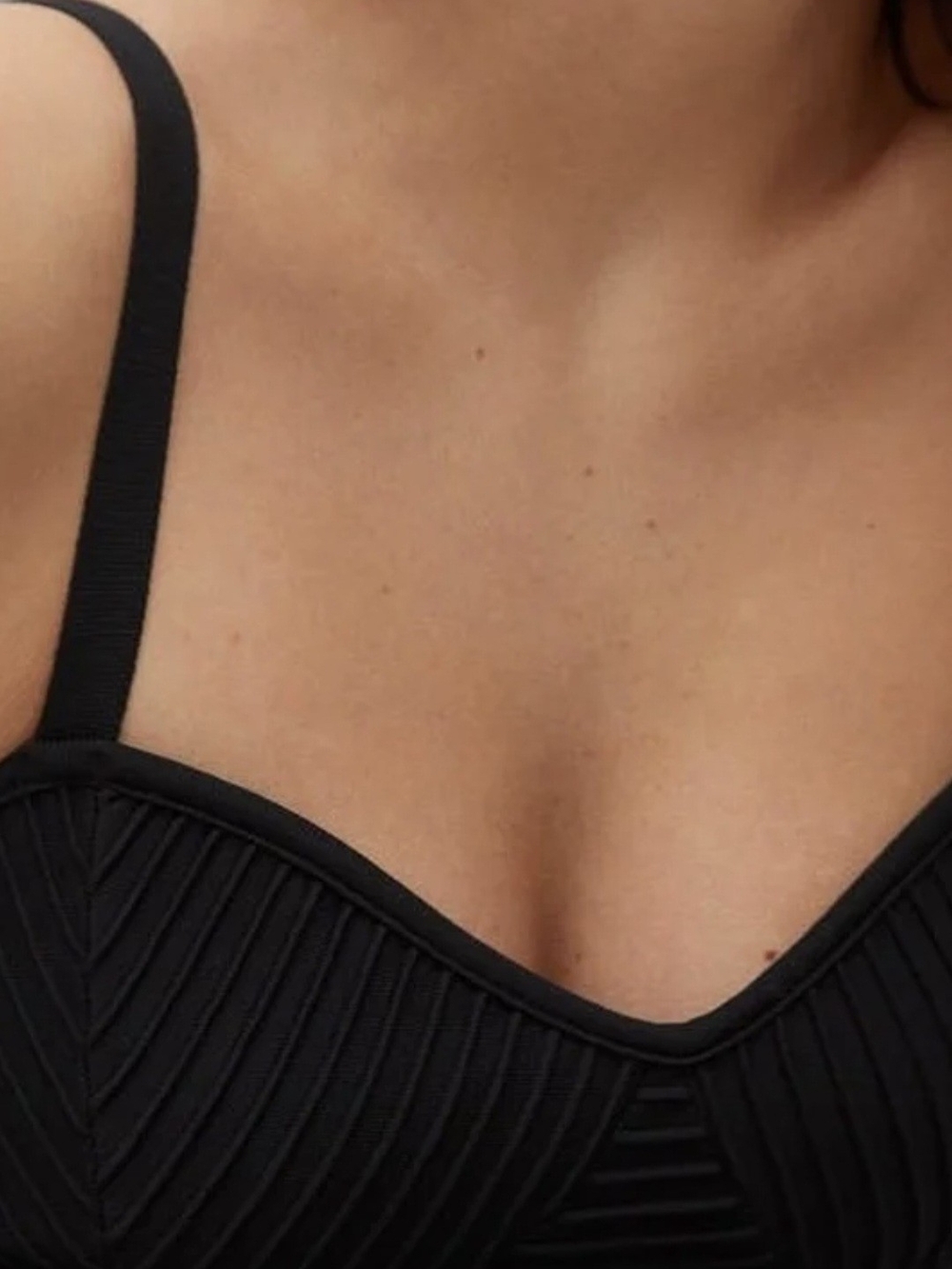 Mango Black Ribbed Bodycon Mini Dress - Picture 4 of 9